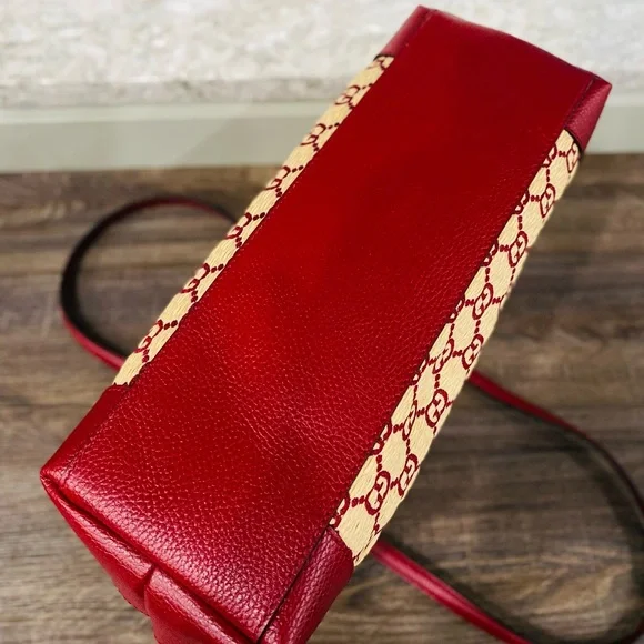⭐️SOLD ⭐️New Red Gucci GG Raffia Medium Ophidia Tote - Picture 6 of 11
